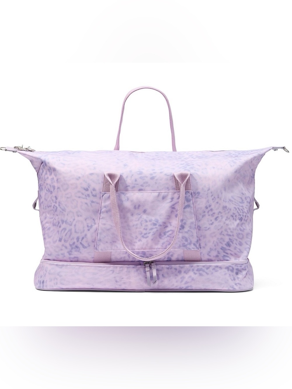 PINK Victoria’s Secret Satin Nylon Travel Tote Duffle Bag Purple Leopard NWT